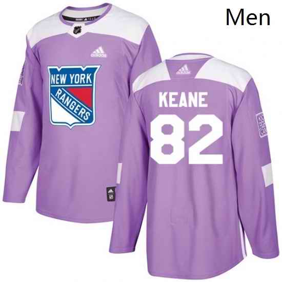 Mens Adidas New York Rangers 82 Joey Keane Authentic Purple Fights Cancer Practice NHL Jersey